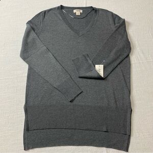 Style & Co. V-neck Side Slit Hi-Lo Sweater Gray in Extra Small